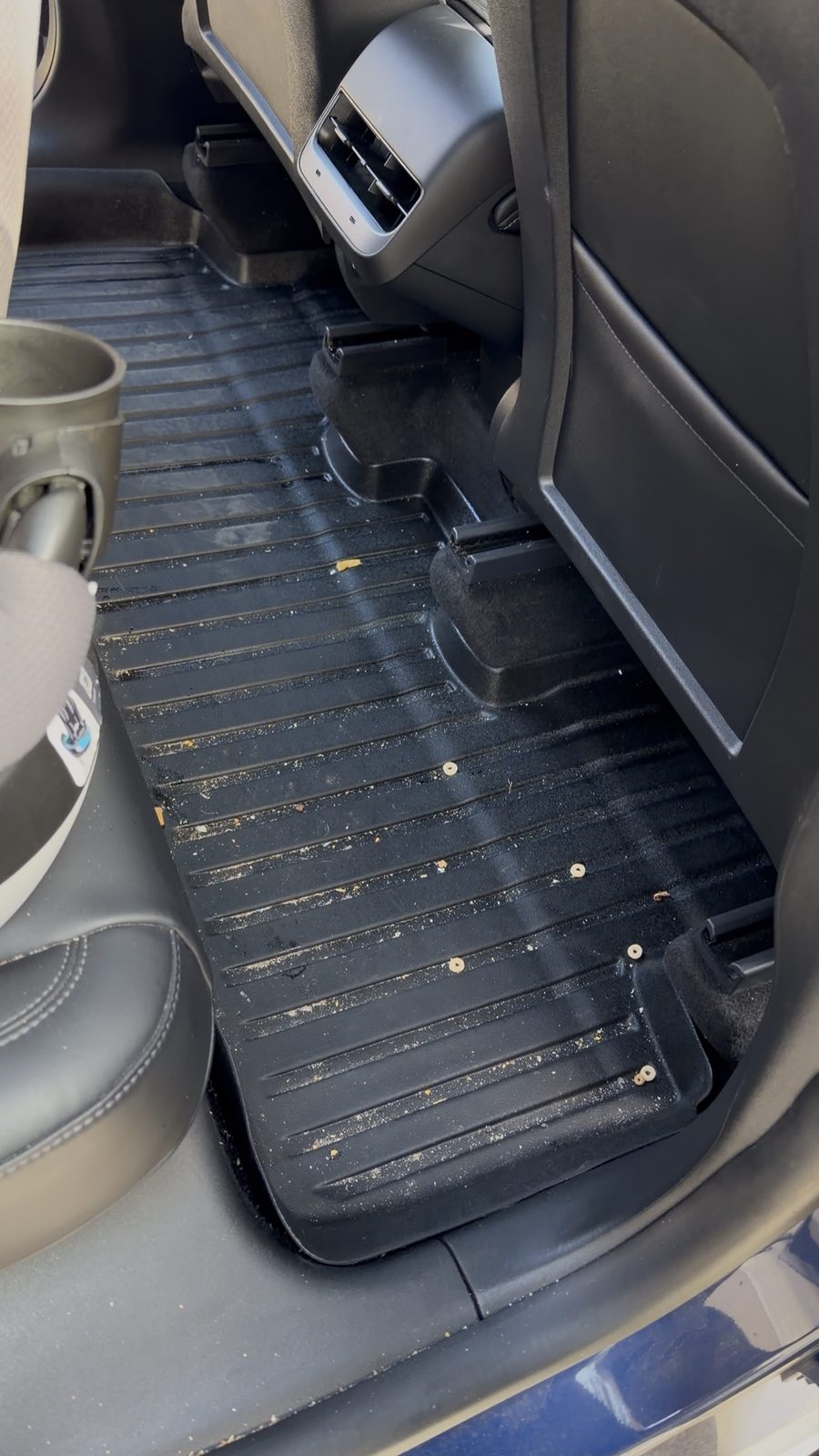 Tesla Model Y rear floor before interior detailing